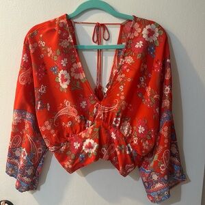 Red kimono crop - size 6